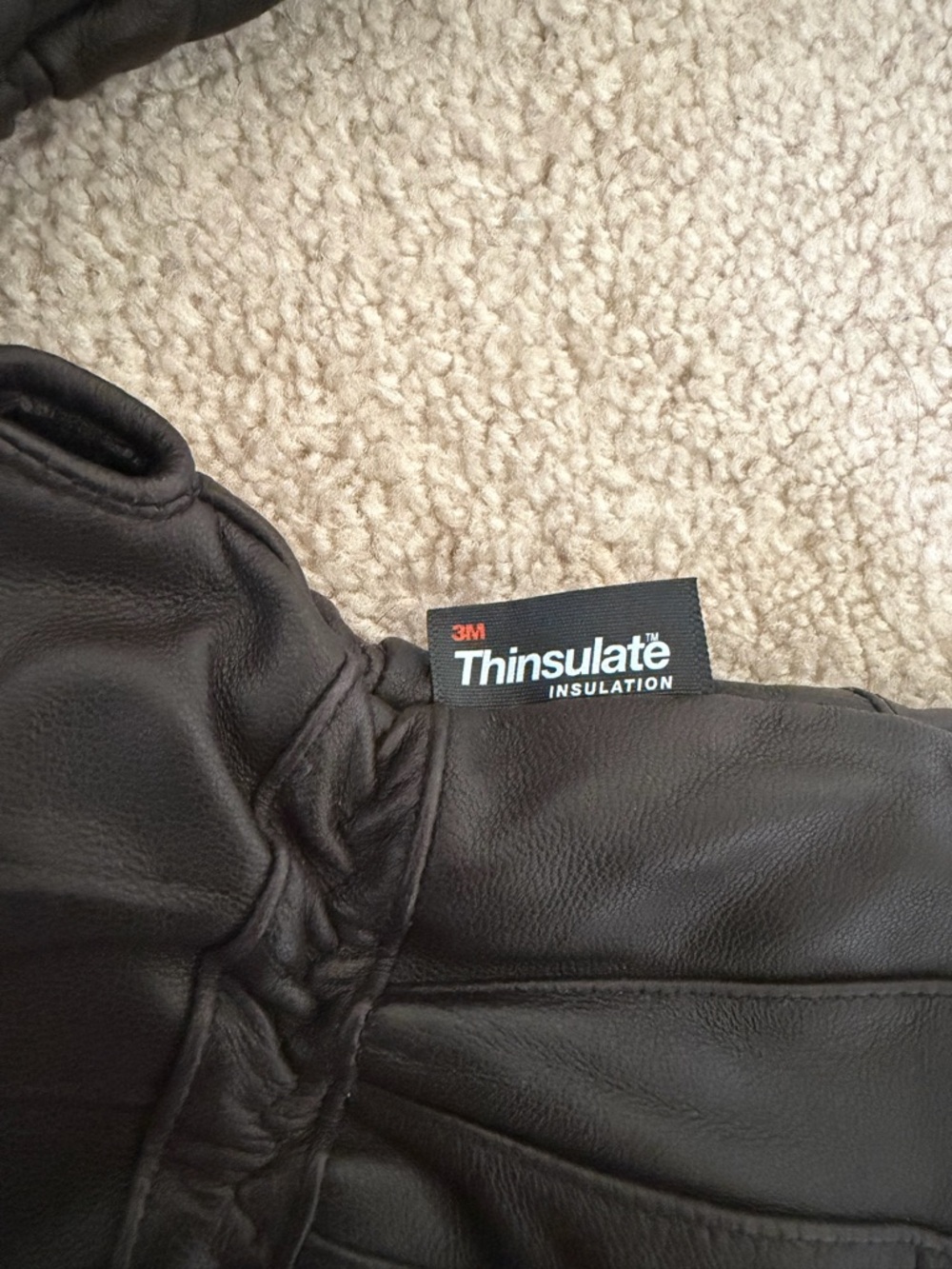 3M Thinsulate Black Leather Winter Gloves